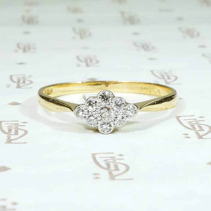 Petite Navette Diamond Cluster Engagement Ring