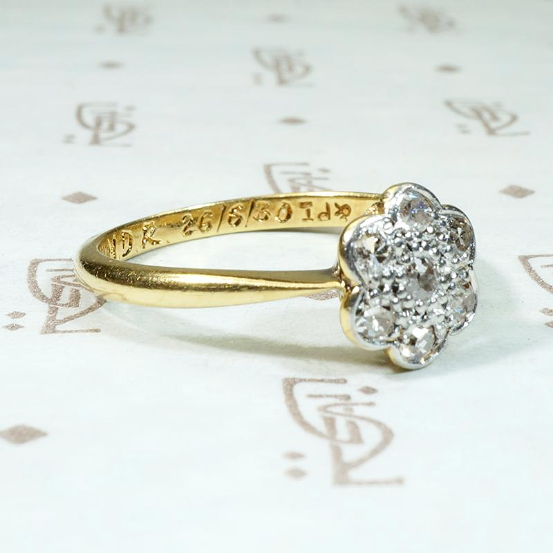 Sweet 1930s Diamond Cluster Blossom Ring