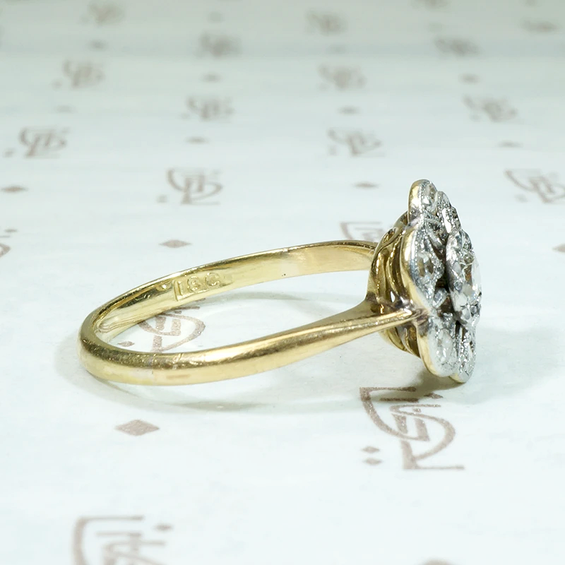 Lacy Open Work Diamond Cluster  Flower Ring