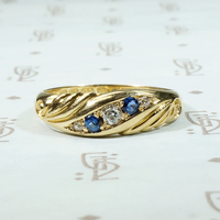 Sculpted English Gold Band with Sapphires & Diamonds