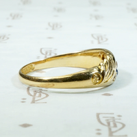 Sculpted English Gold Band with Sapphires & Diamonds