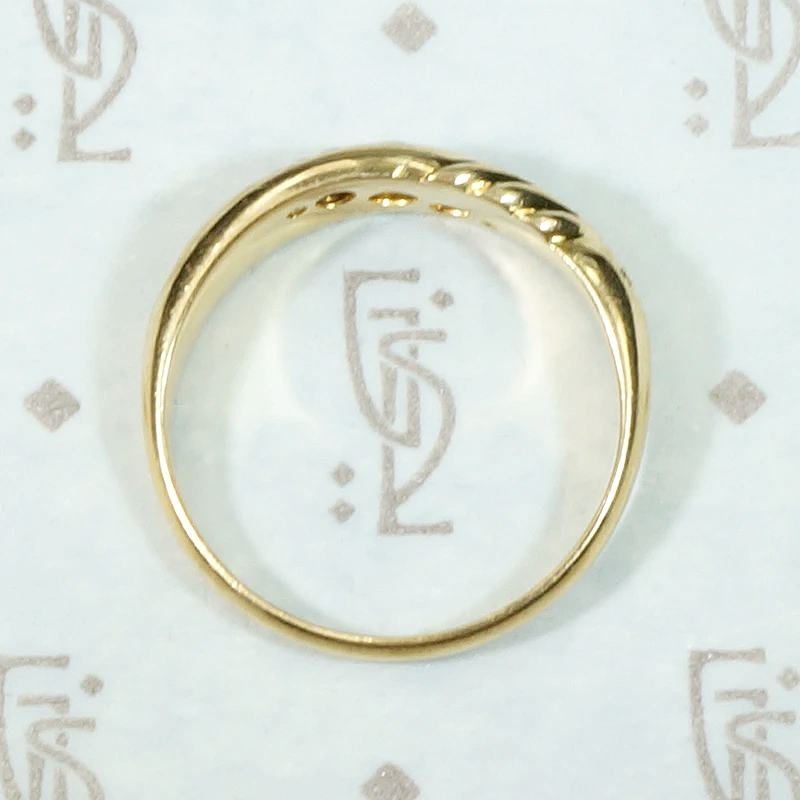 Sculpted English Gold Band with Sapphires & Diamonds
