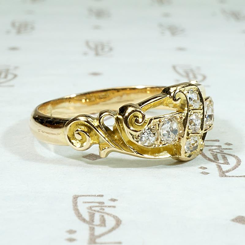 Sparkling Scrolls & Spirals 18ct Gold & Diamond Band