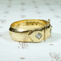 English 18ct Buckle Ring with Old Mine Diamonds
