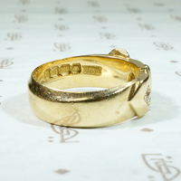 English 18ct Buckle Ring with Old Mine Diamonds