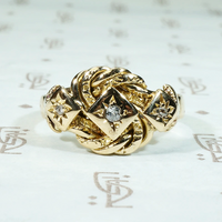 Diamond Set Love Knot 18ct Gold Band