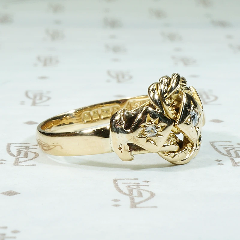 Diamond Set Love Knot 18ct Gold Band
