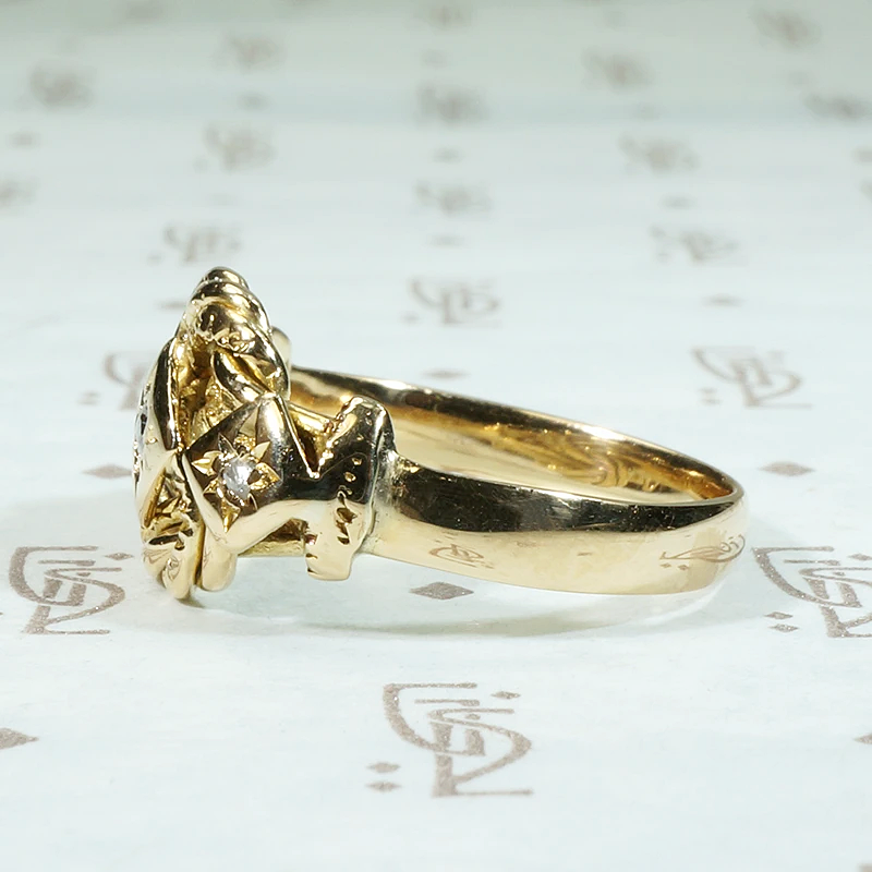 Diamond Set Love Knot 18ct Gold Band
