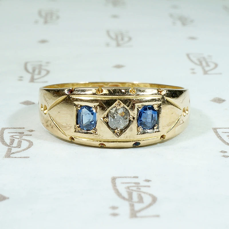 Elegantly Geometric English Sapphire & Diamond Band