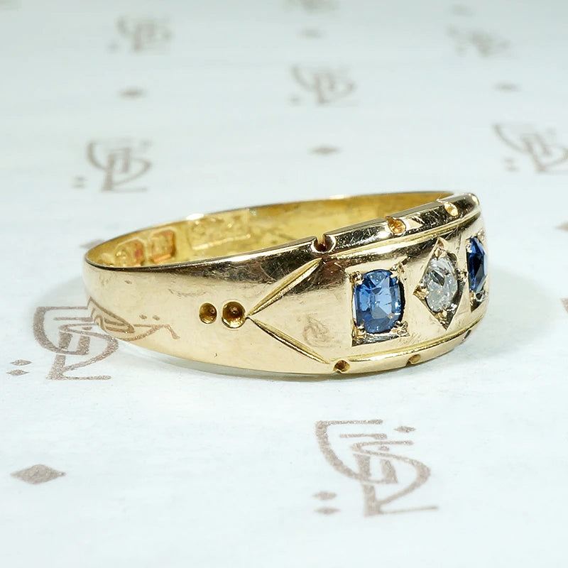 Elegantly Geometric English Sapphire & Diamond Band