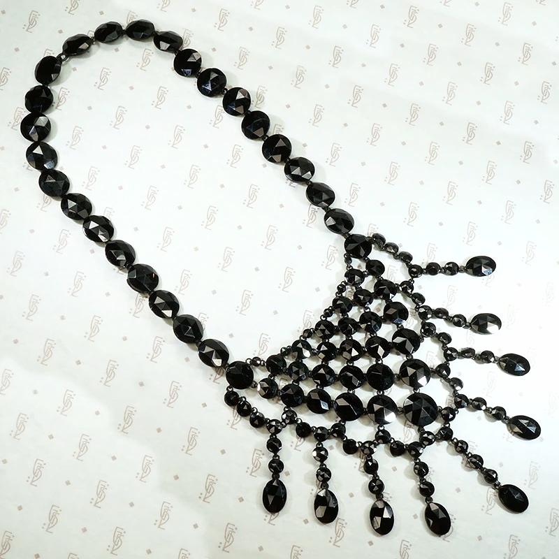 Gothic Elegance Georgian Black Glass Bib Necklace