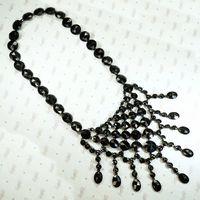 Gothic Elegance Georgian Black Glass Bib Necklace