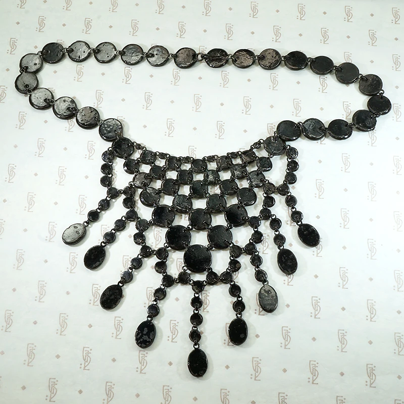 Gothic Elegance Georgian Black Glass Bib Necklace