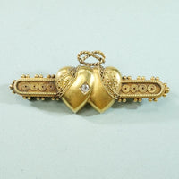 Unusual Gold Luckenbooth Brooch with Diamond