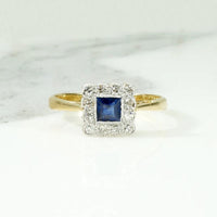 Petite Sapphire & Diamond Picture Frame Ring