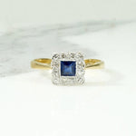 Petite Sapphire & Diamond Picture Frame Ring