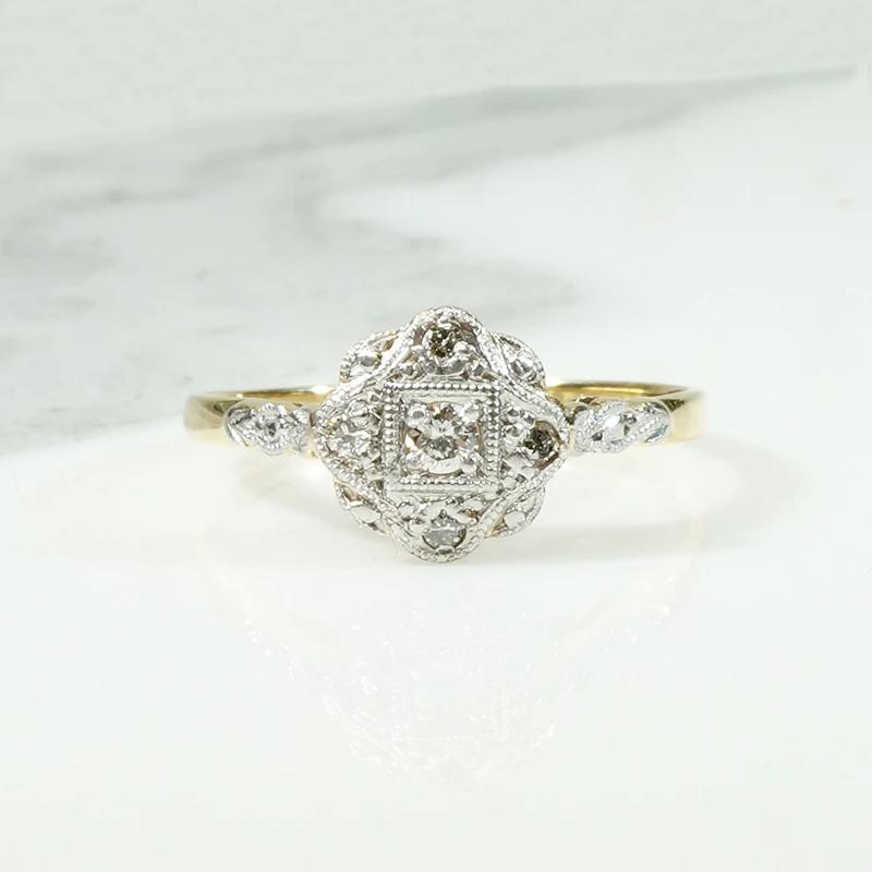 Edwardian Diamond Quatrefoil Platinum & 18ct Ring