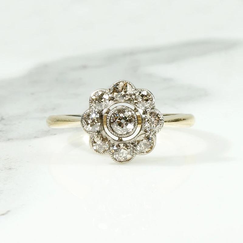 Heavenly Old Mine Diamond Halo Ring in 18ct & Platinum