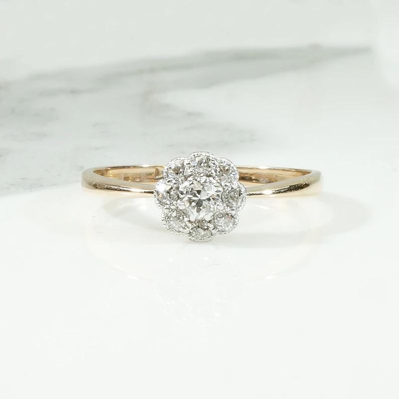 Dainty Diamond Flower 18ct & Platinum Ring