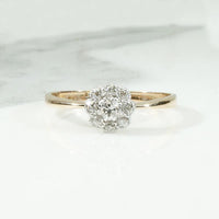 Dainty Diamond Flower 18ct & Platinum Ring