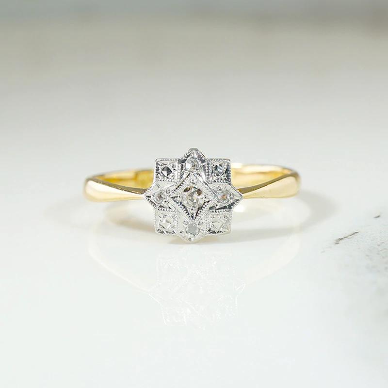 Starry Wind Rose Edwardian Diamond Ring