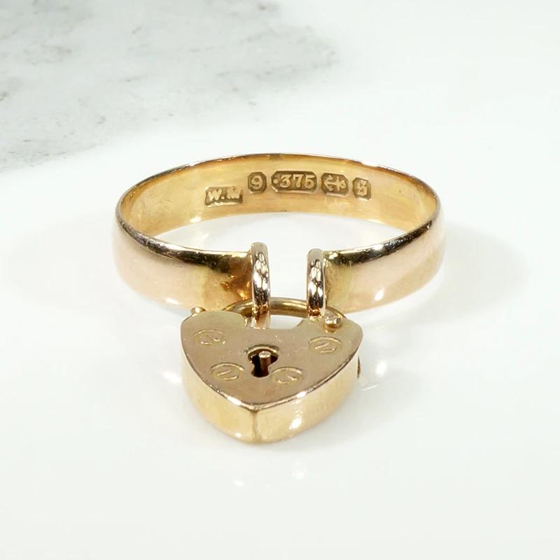 Charming English Rose Gold Heart Padlock Band
