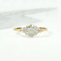 Flowery Navette OMC Diamond Ring in 18ct & Platinum
