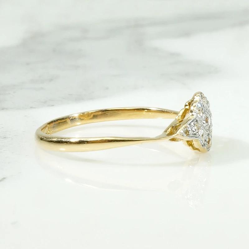 Flowery Navette OMC Diamond Ring in 18ct & Platinum