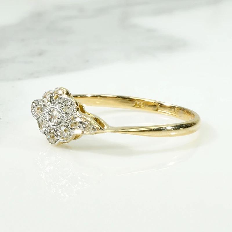 Flowery Navette OMC Diamond Ring in 18ct & Platinum