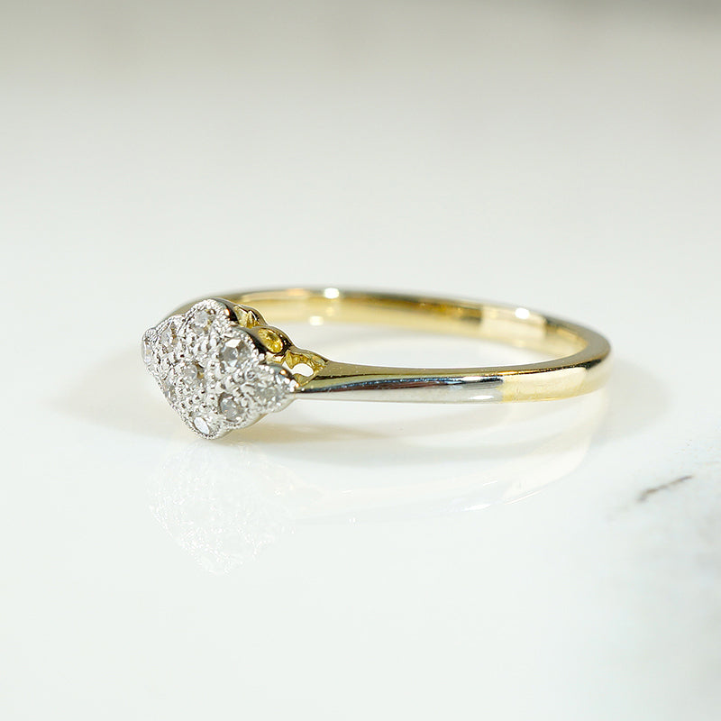 Baby Navette Diamond Ring in Platinum & 18ct