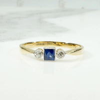 Scissor Cut Sapphire with Diamonds Platinum & 18ct Ring
