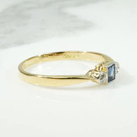 Scissor Cut Sapphire with Diamonds Platinum & 18ct Ring