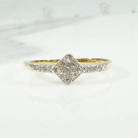 Stylish Deco Diamond Cluster Low Profile Ring