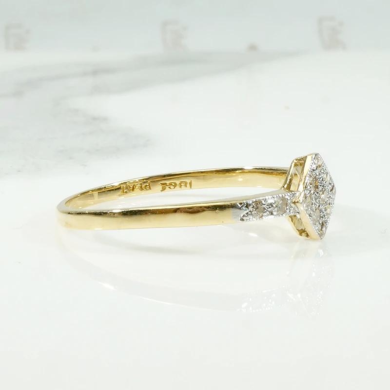 Stylish Deco Diamond Cluster Low Profile Ring