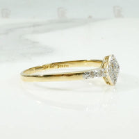 Stylish Deco Diamond Cluster Low Profile Ring