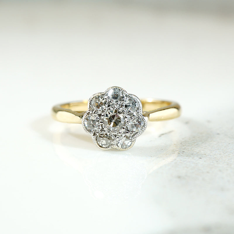 Bright Blossom Antique Diamond Cluster Ring