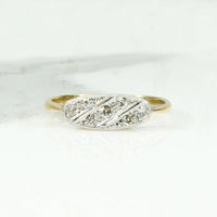 Diagonal Diamond Striped Platinum & 18ct Band