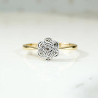Petite Antique Diamond Cluster Flower Ring