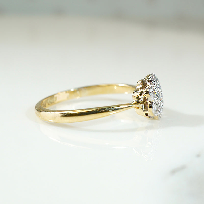 Petite Antique Diamond Cluster Flower Ring