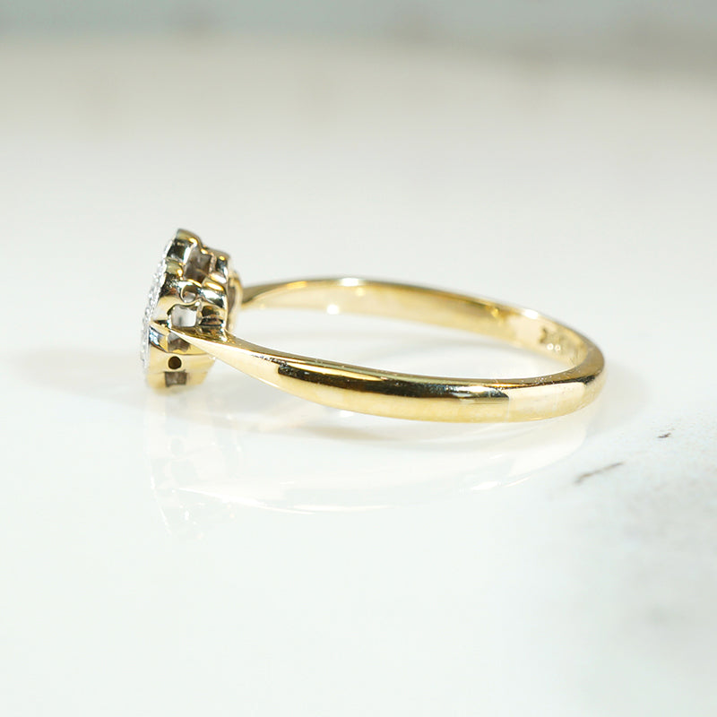 Petite Antique Diamond Cluster Flower Ring