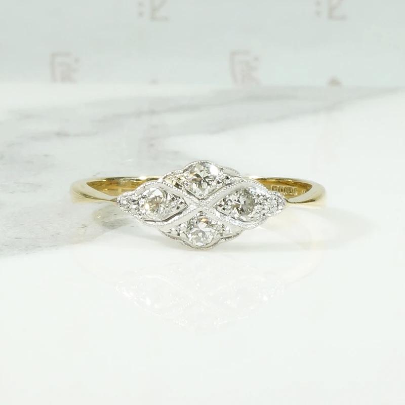 London Scalloped Platinum & 18ct Diamond Ring