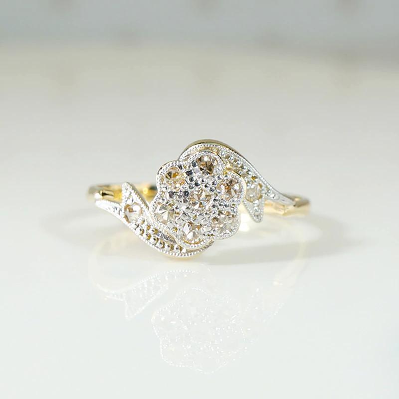 Ribbon Wrapped Flower Diamond Cluster Ring