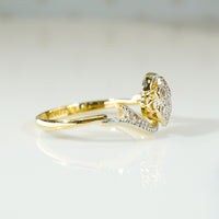 Ribbon Wrapped Flower Diamond Cluster Ring