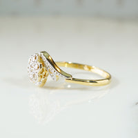 Ribbon Wrapped Flower Diamond Cluster Ring