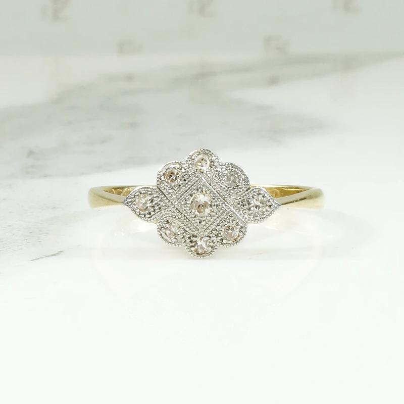 Navette Diamond Cluster 18ct & Platinum Ring
