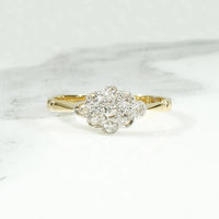 Platinum & 18ct Gold Navette Diamond Cluster Ring