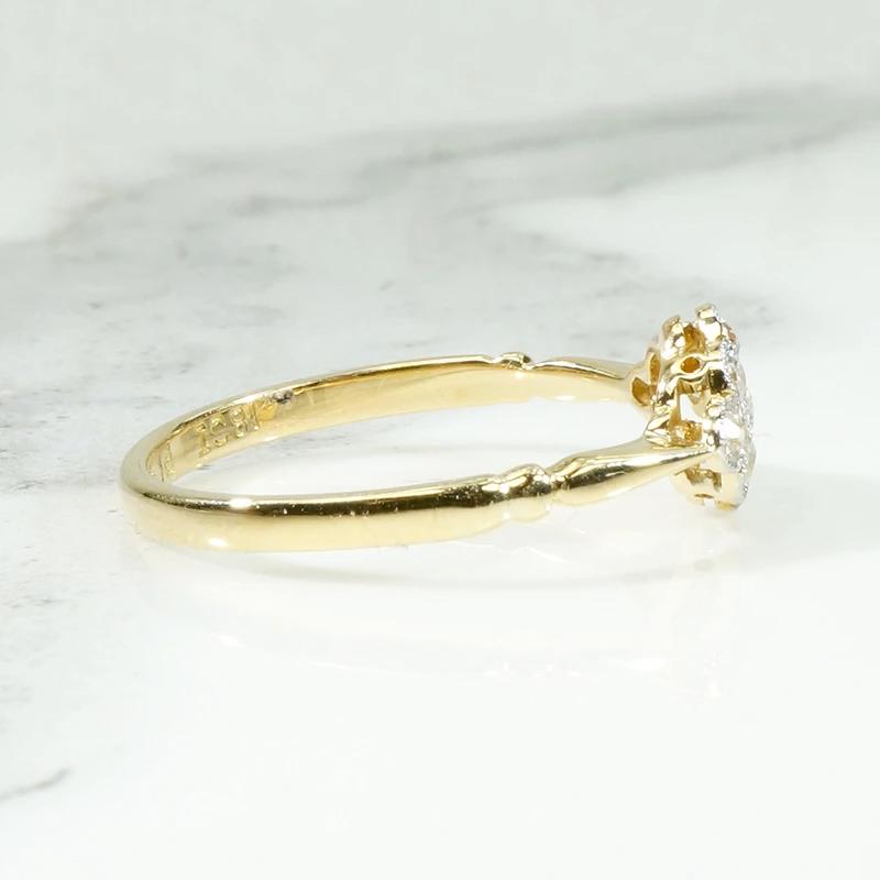 Platinum & 18ct Gold Navette Diamond Cluster Ring