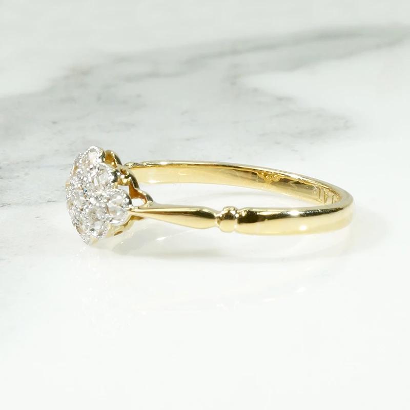 Platinum & 18ct Gold Navette Diamond Cluster Ring