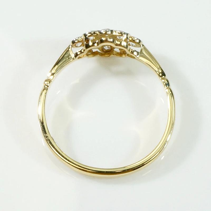 Platinum & 18ct Gold Navette Diamond Cluster Ring