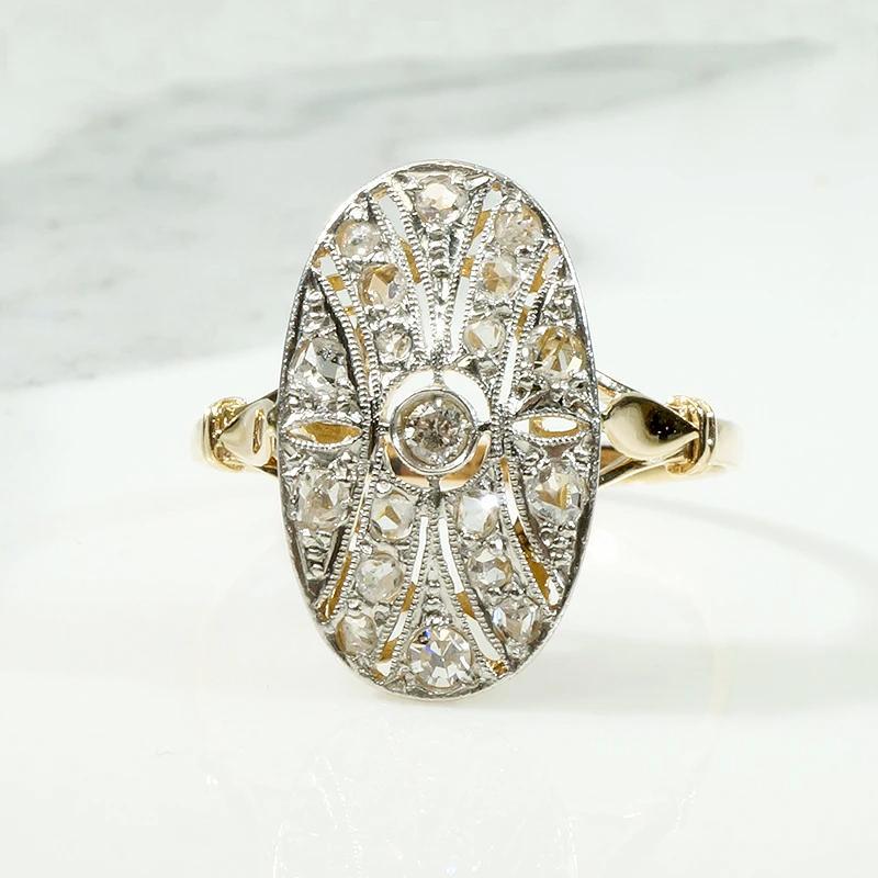 Diamond Spangled 18ct & Platinum Oval Ring